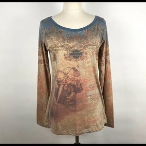 Harley Davidson Long Sleeve Motorcycle Top Size L